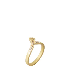 18K Gold Bold Crown Baguette Champagne Diamond Band