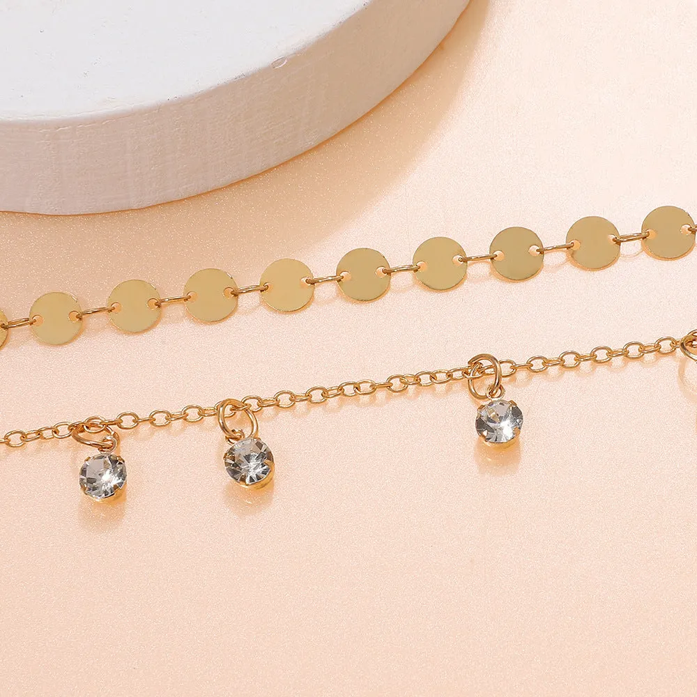 18K Gold-Plated & Cubic Zirconia Sequin Station Necklace