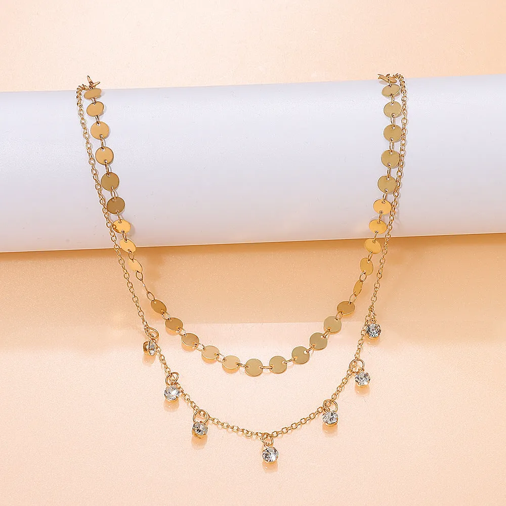 18K Gold-Plated & Cubic Zirconia Sequin Station Necklace