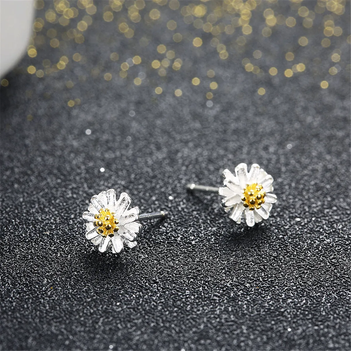 18K Gold-Plated & Sterling Silver Flower Stud Earrings