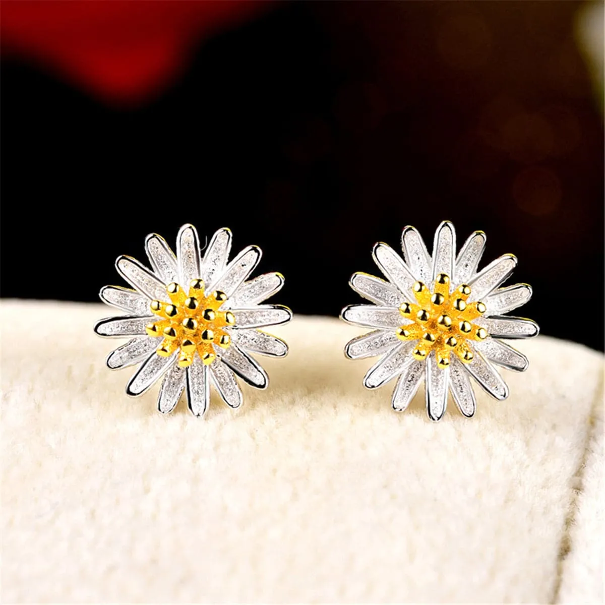 18K Gold-Plated & Sterling Silver Mum Stud Earring