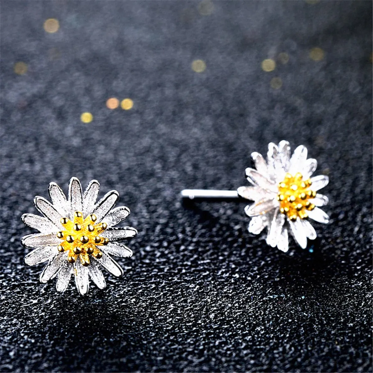 18K Gold-Plated & Sterling Silver Mum Stud Earring