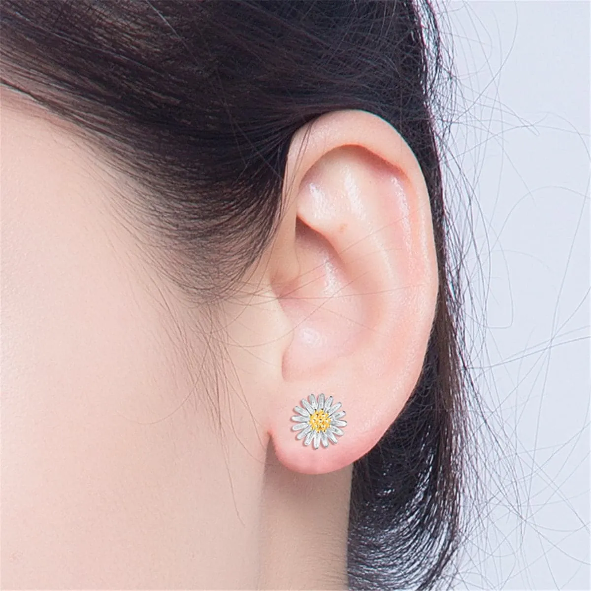 18K Gold-Plated & Sterling Silver Mum Stud Earring