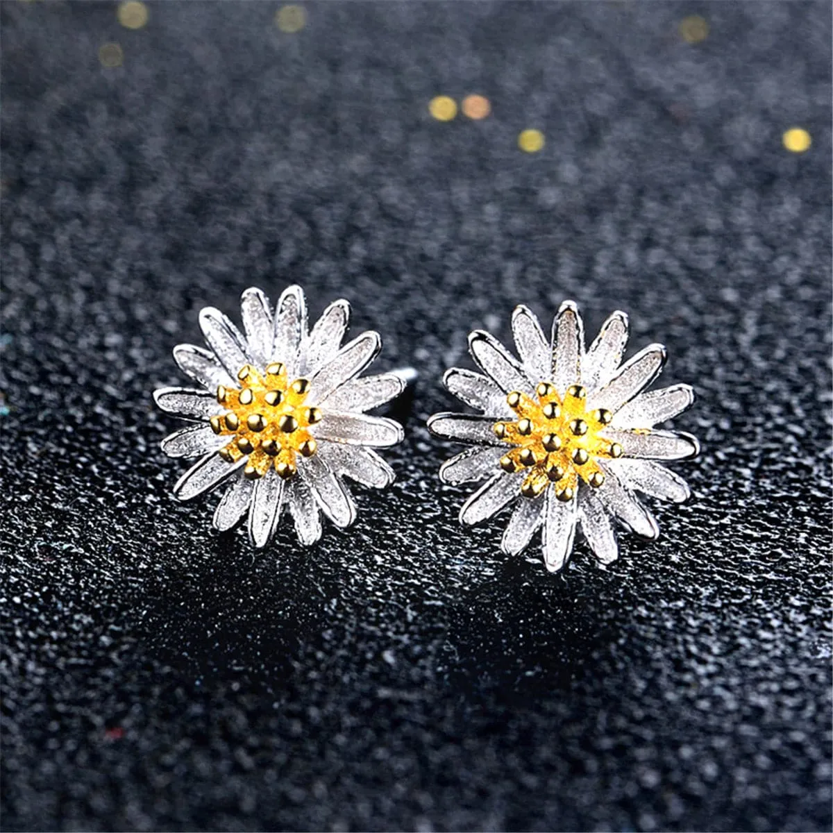 18K Gold-Plated & Sterling Silver Mum Stud Earring