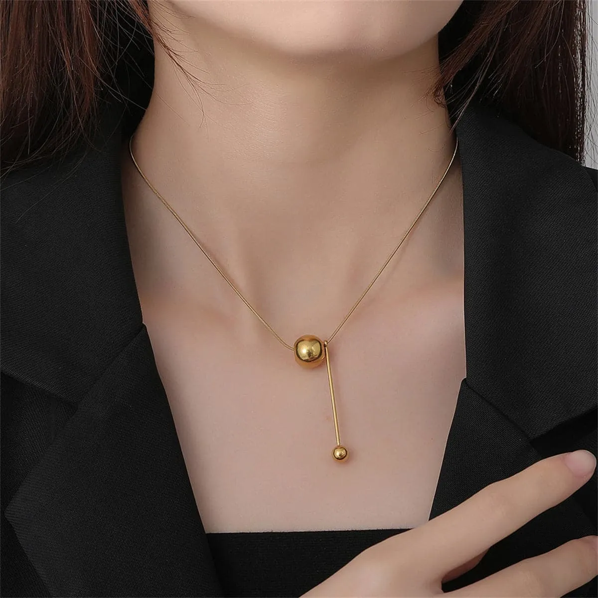 18K Gold-Plated Ball Drop Pendant Necklace