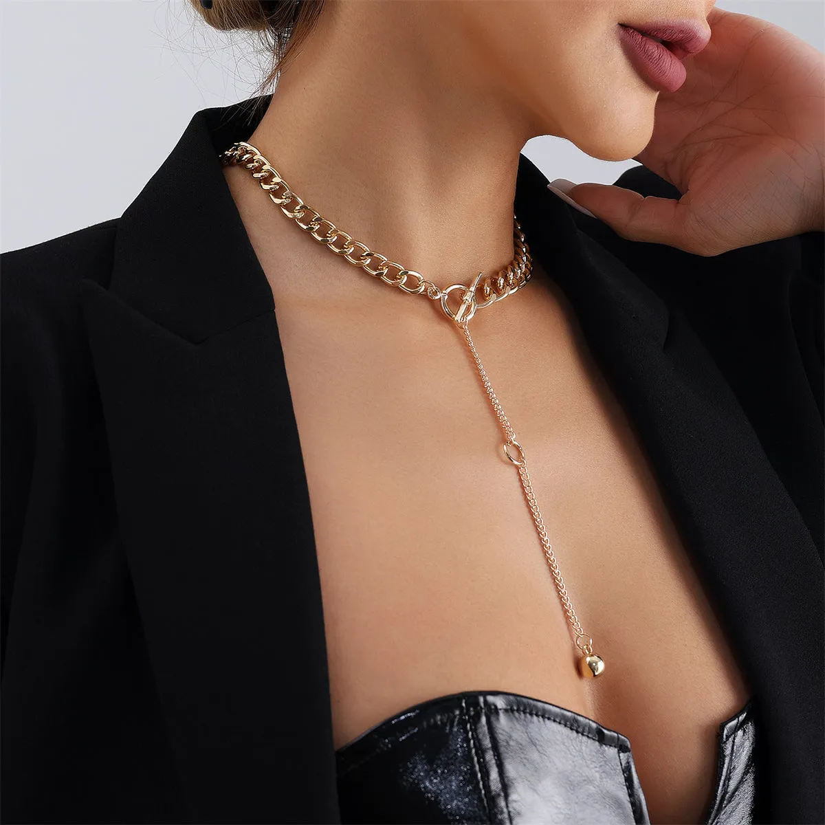 18K Gold-Plated Bead Drop Necklace