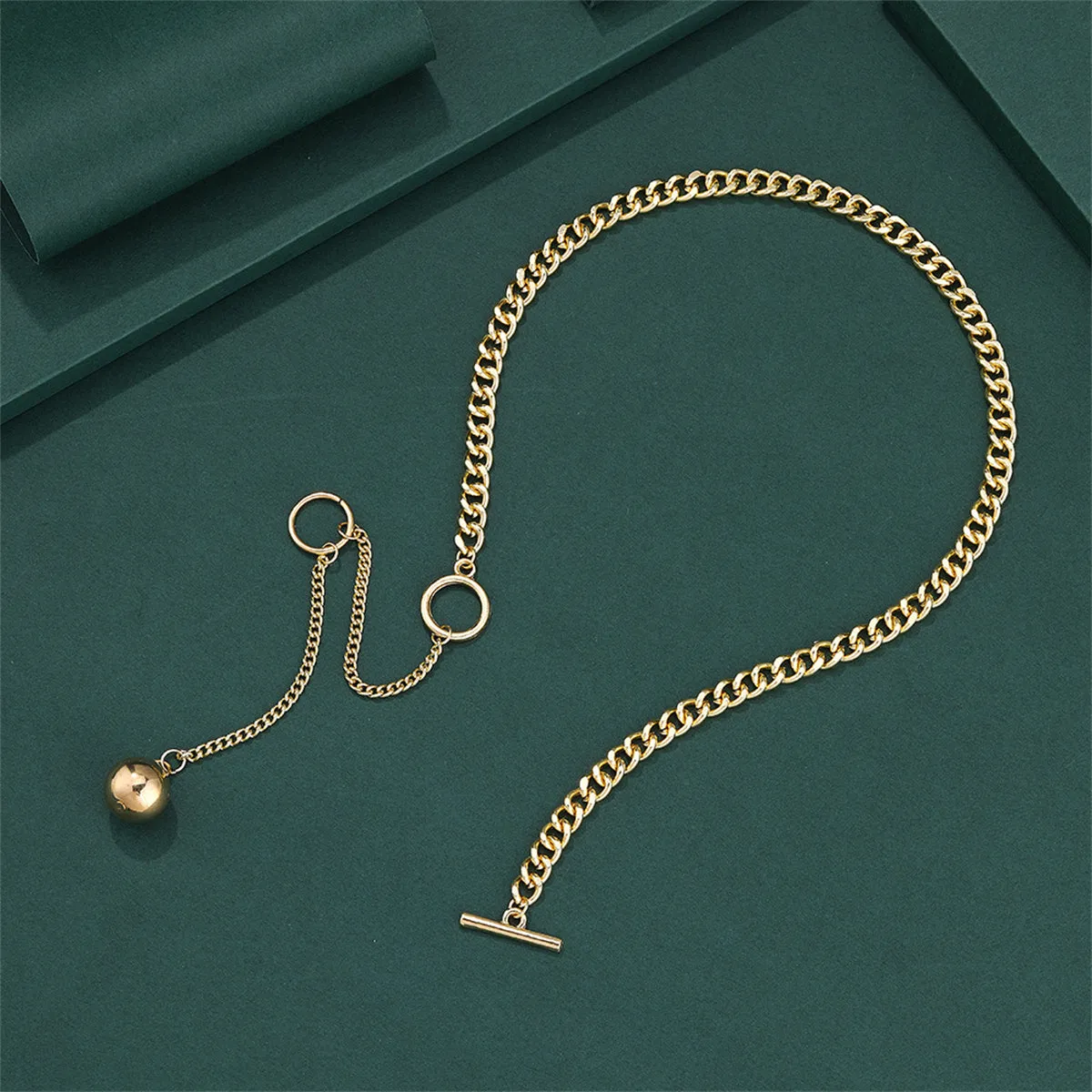 18K Gold-Plated Bead Drop Necklace