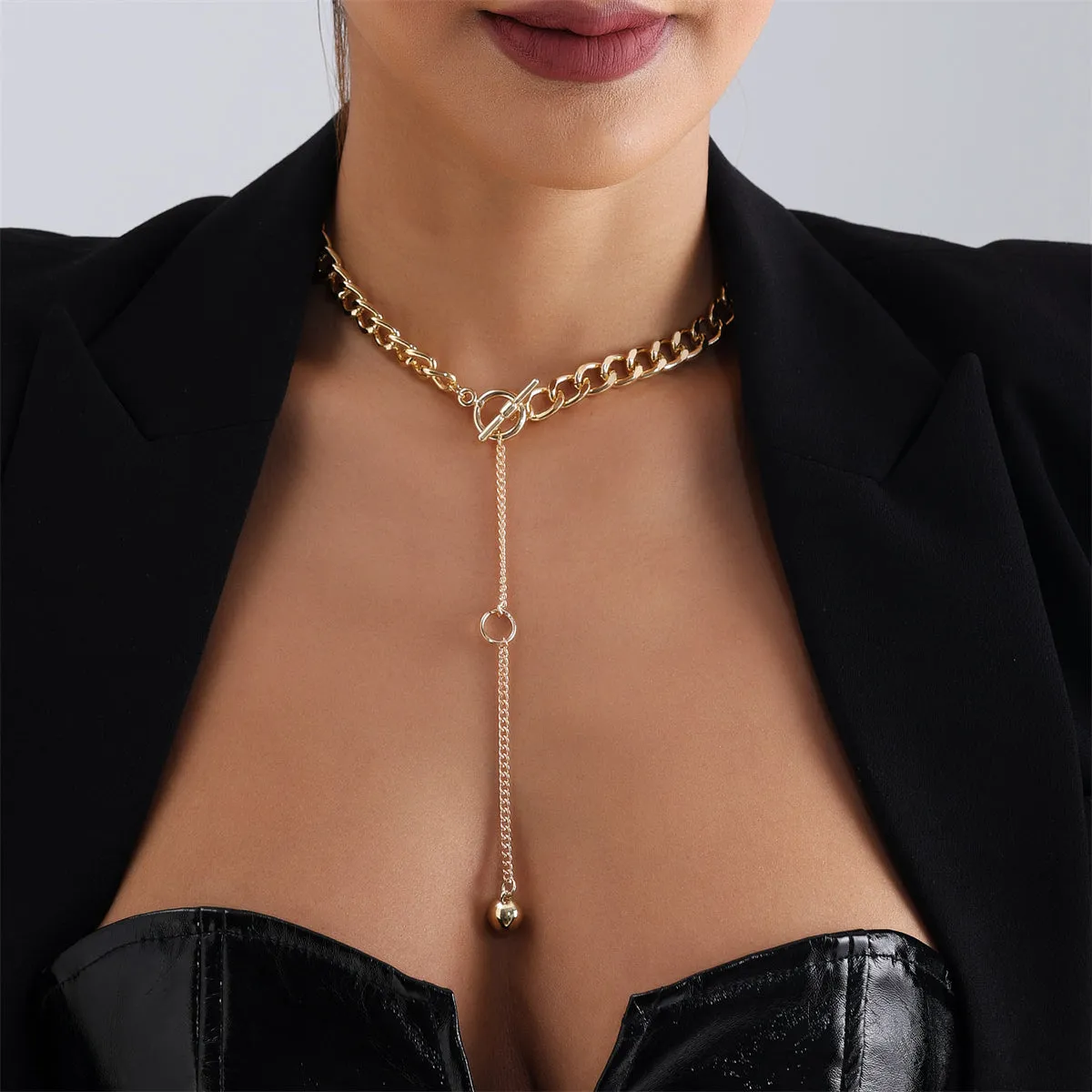 18K Gold-Plated Bead Drop Necklace