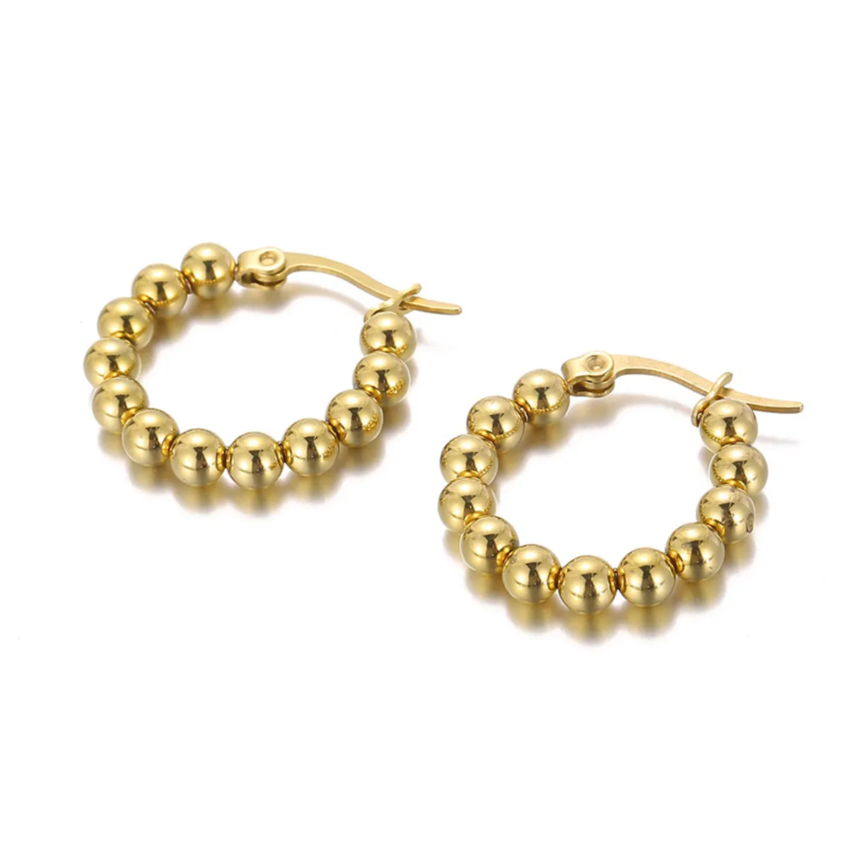 18K Gold-Plated Bead Hoop Earring