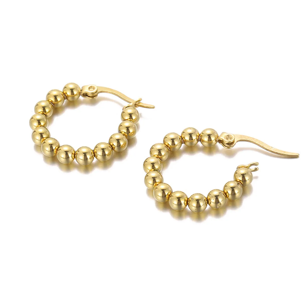 18K Gold-Plated Bead Hoop Earring