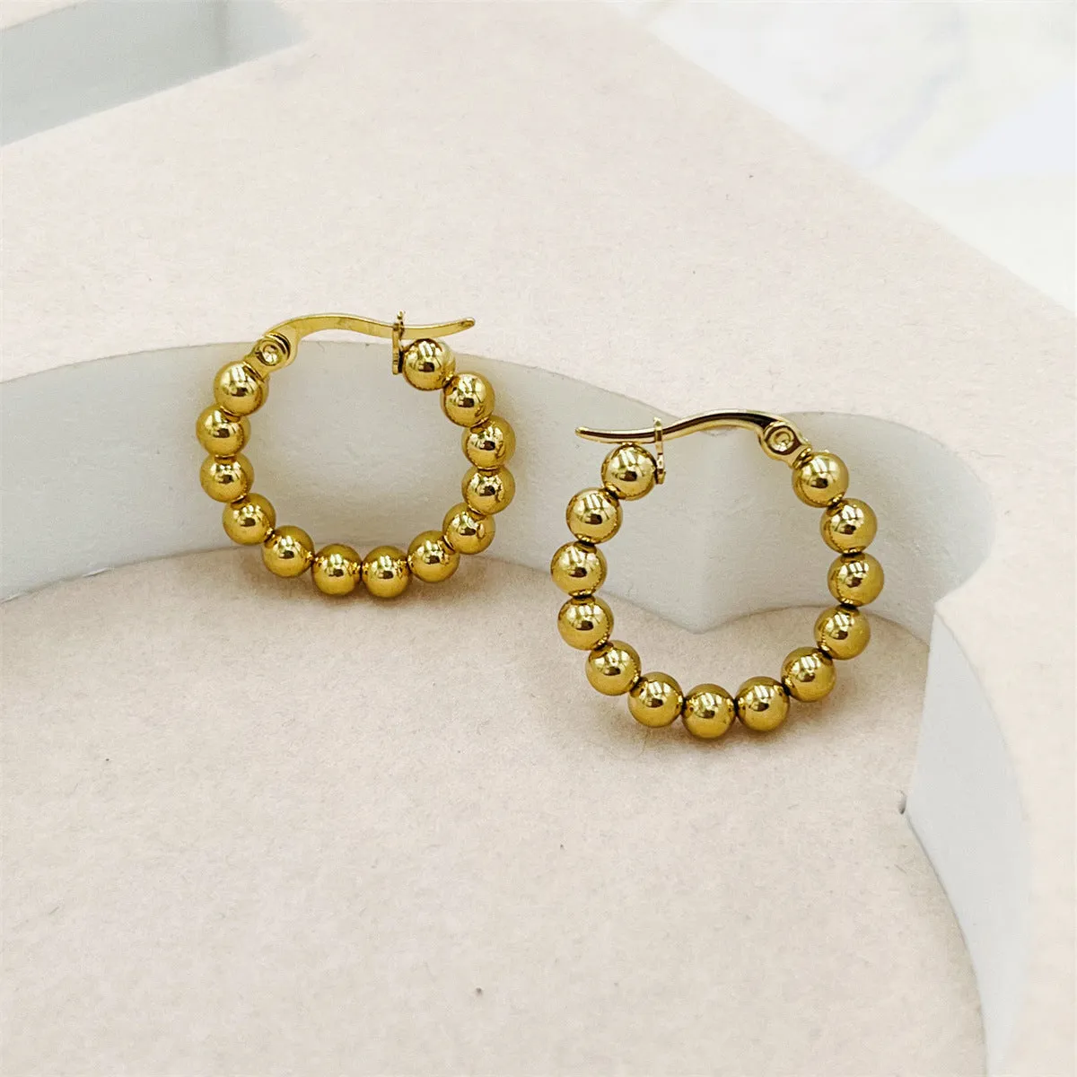 18K Gold-Plated Bead Hoop Earring