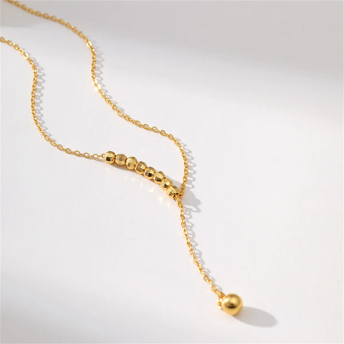 18K Gold-Plated Bead Lariat Necklace