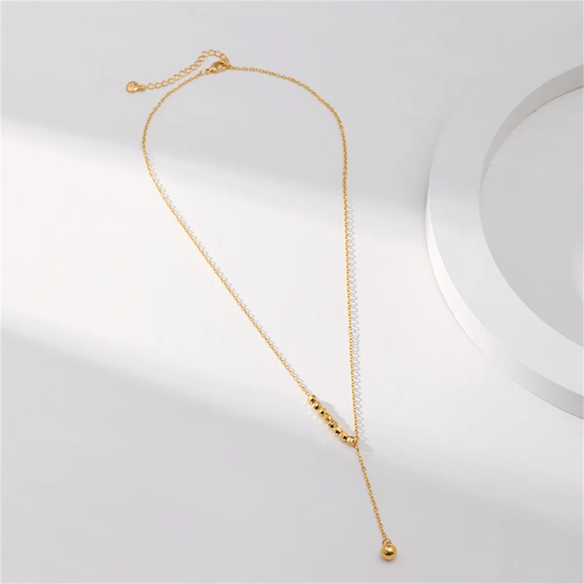 18K Gold-Plated Bead Lariat Necklace