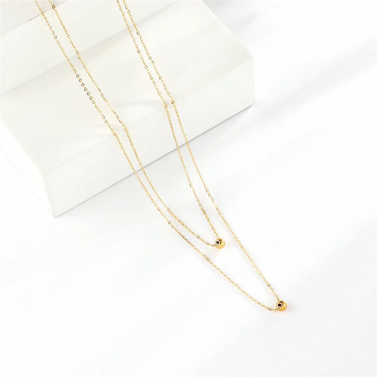 18K Gold-Plated Bead Layered Necklace