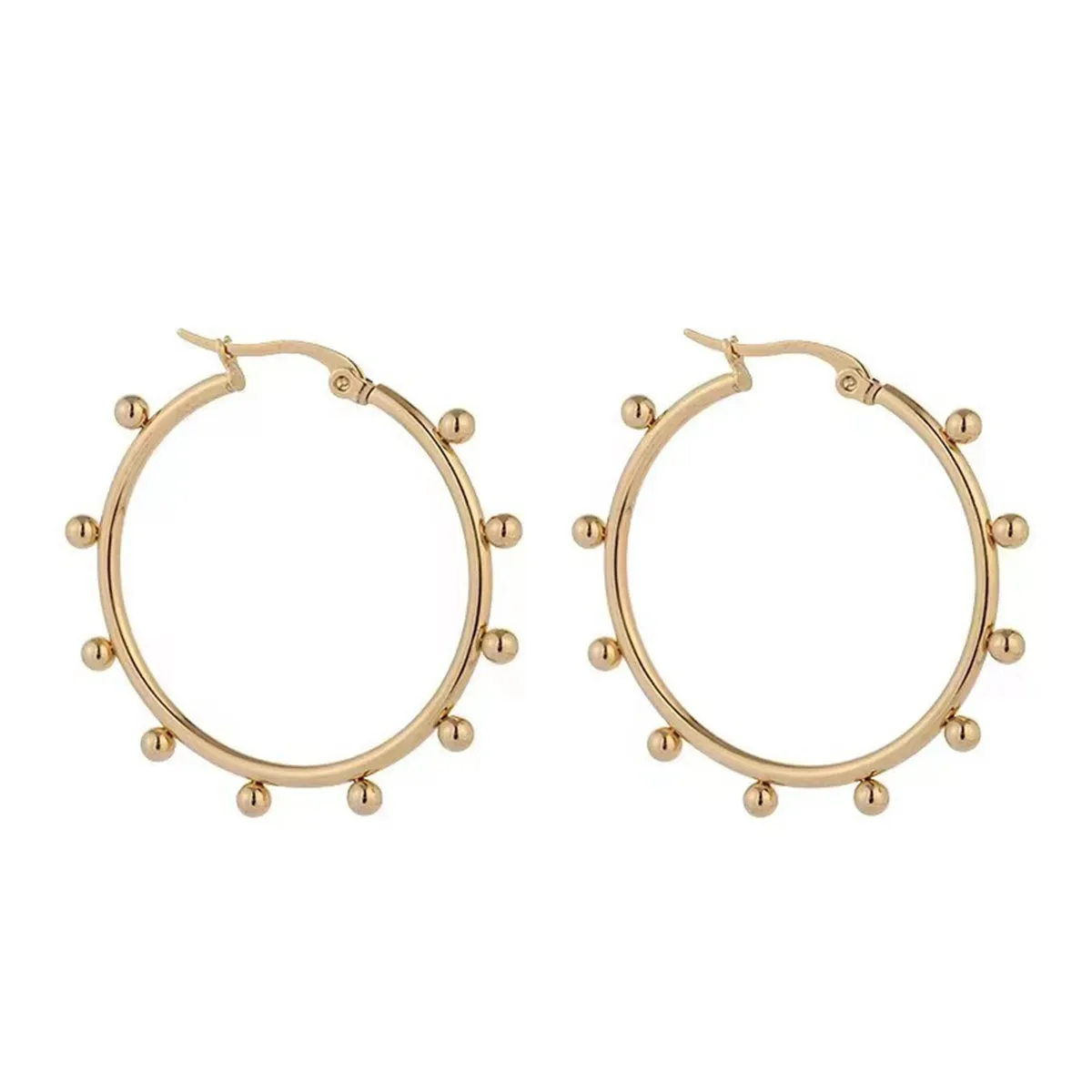 18K Gold-Plated Beaded Hoop Earrings
