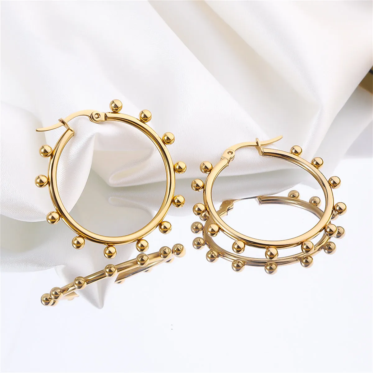 18K Gold-Plated Beaded Hoop Earrings