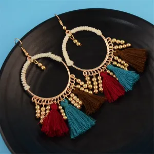 18K Gold-Plated Beaded Tassel-Accent Drop Earrings