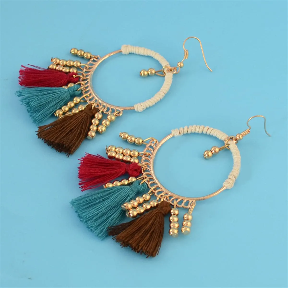 18K Gold-Plated Beaded Tassel-Accent Drop Earrings
