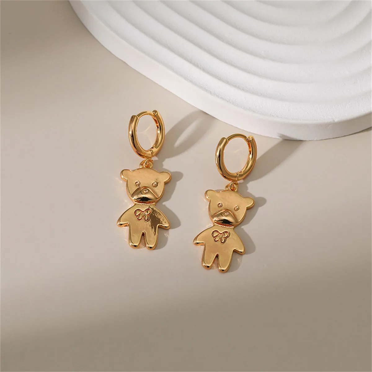 18K Gold-Plated Bear Huggie Earrings