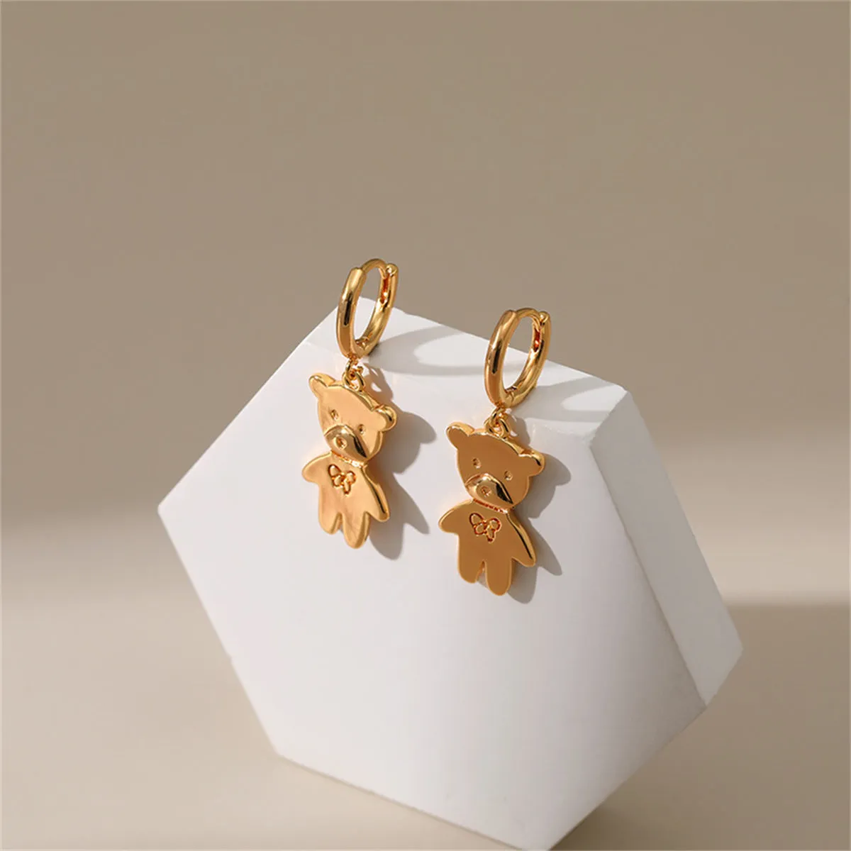 18K Gold-Plated Bear Huggie Earrings