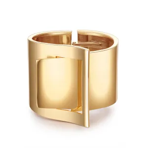 18K Gold-Plated Buckle Wide-Brim Bangle