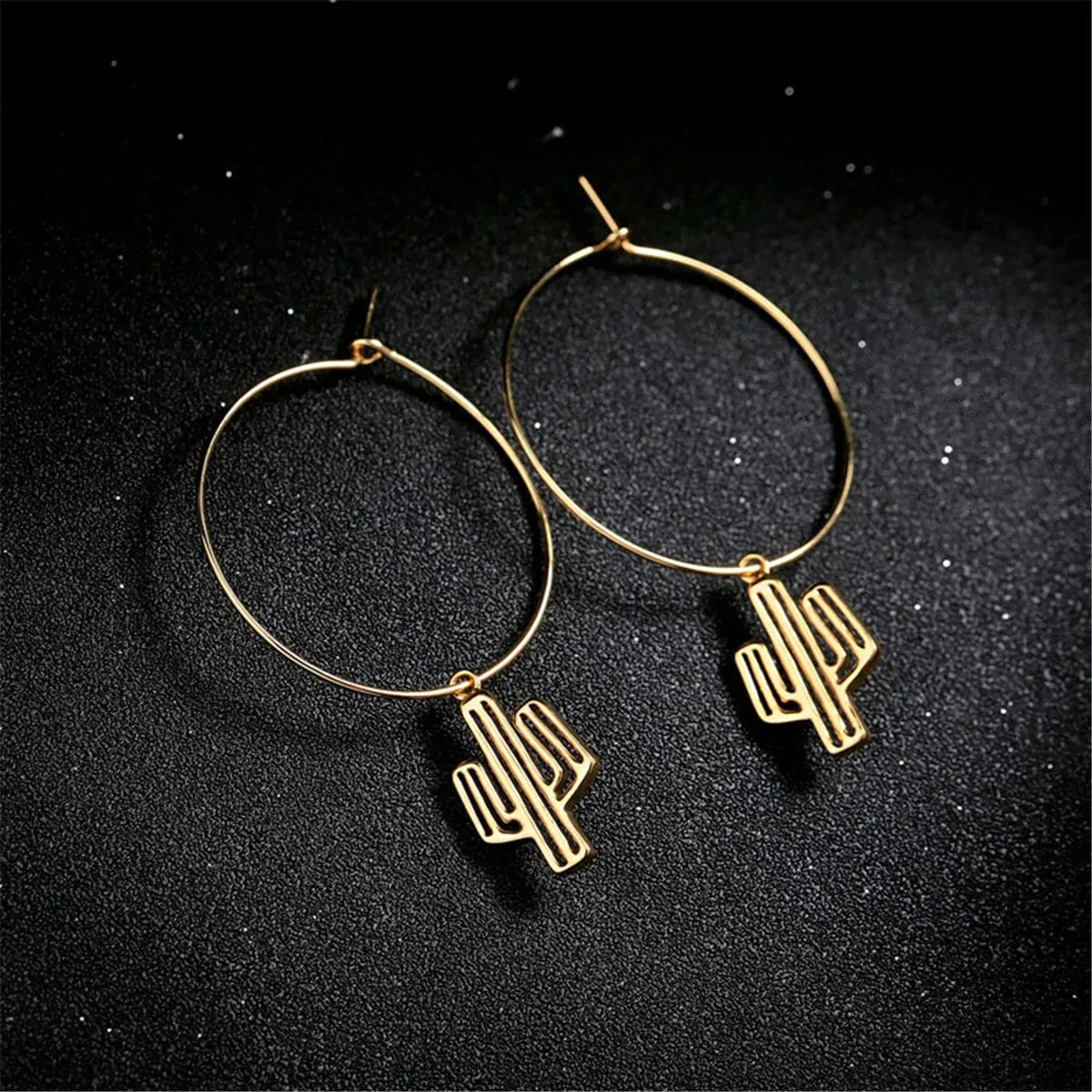 18K Gold-Plated Cactus Hoop Earrings