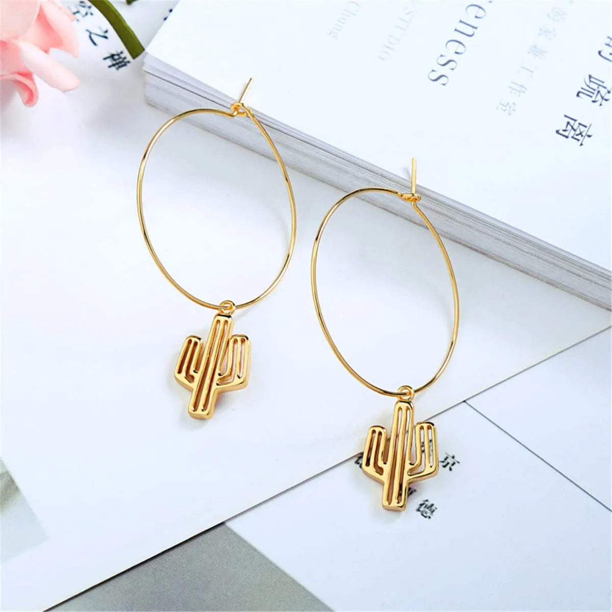 18K Gold-Plated Cactus Hoop Earrings