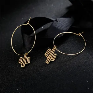 18K Gold-Plated Cactus Hoop Earrings