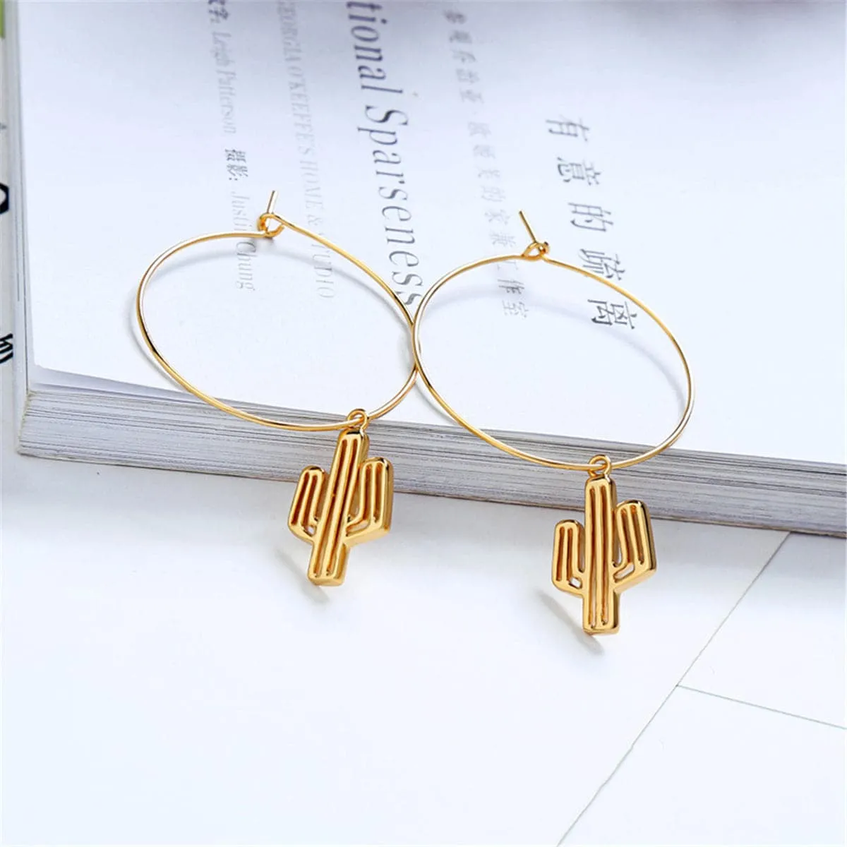18K Gold-Plated Cactus Hoop Earrings
