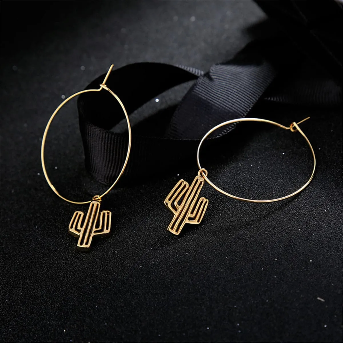 18K Gold-Plated Cactus Hoop Earrings