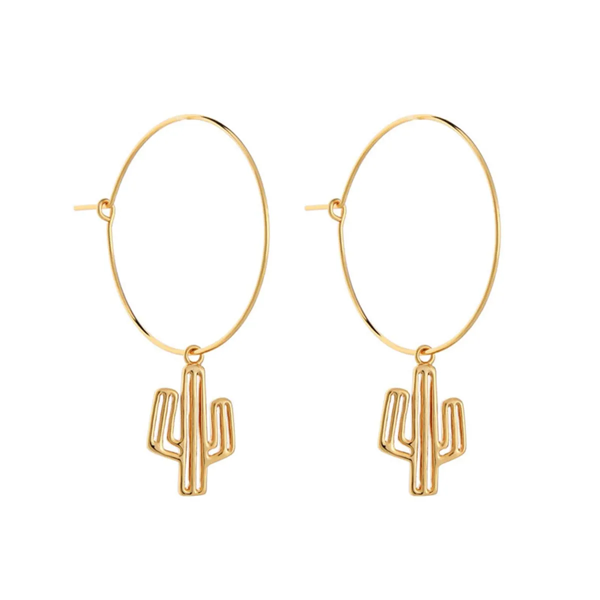 18K Gold-Plated Cactus Hoop Earrings
