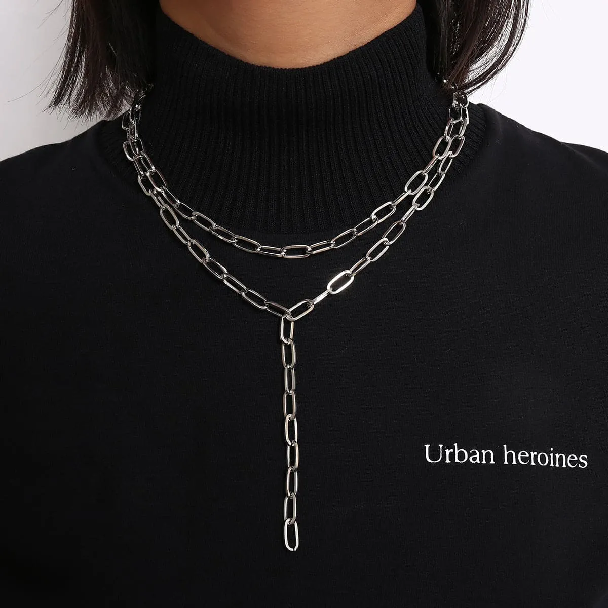 18K Gold-Plated Chain Layered Lariat Necklace