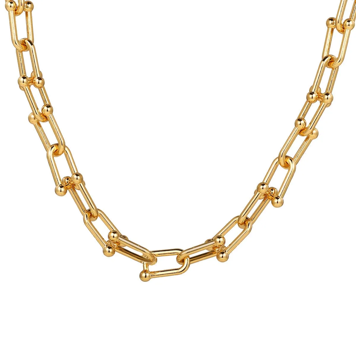 18K Gold-Plated Chain Link Choker Necklace