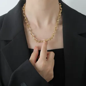 18K Gold-Plated Chain Link Choker Necklace