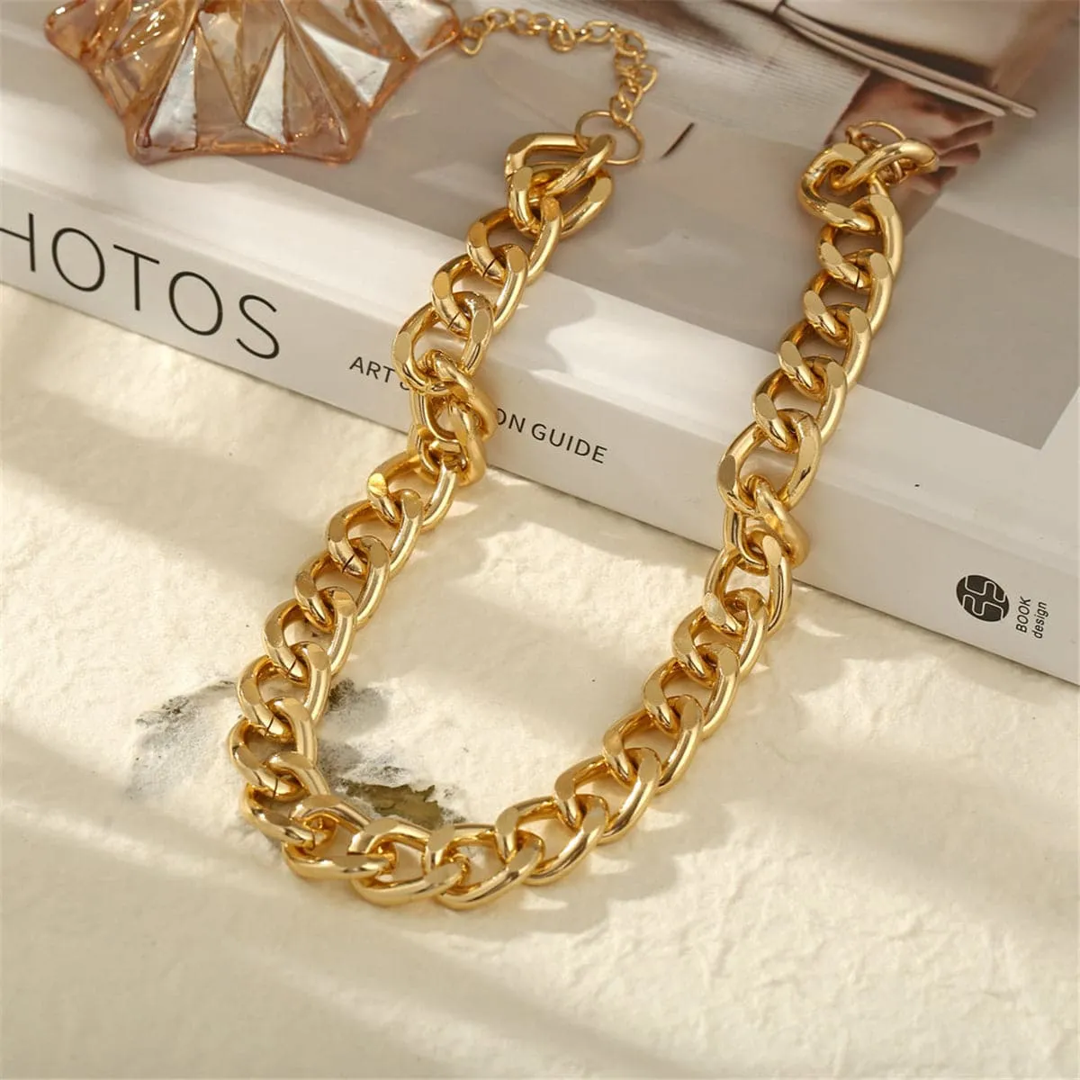 18K Gold-Plated Chunky Curb Chain Necklace