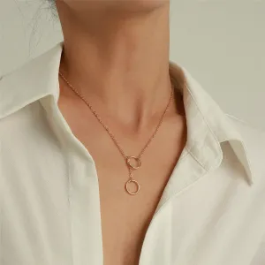 18K Gold-Plated Circle Lariat Necklace