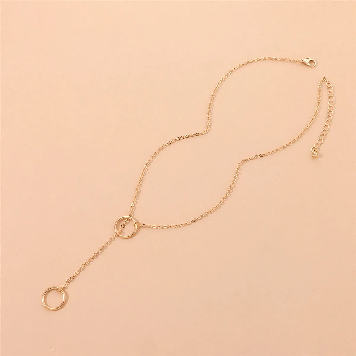 18K Gold-Plated Circle Lariat Necklace
