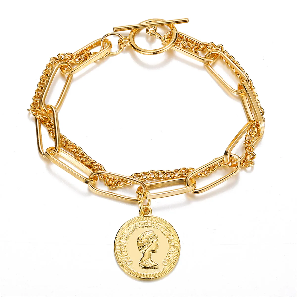 18K Gold-Plated Coin Layered Bracelet