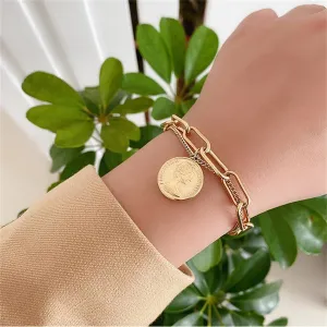 18K Gold-Plated Coin Layered Bracelet
