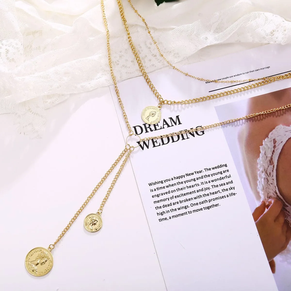 18K Gold-Plated Coin Layered Necklace