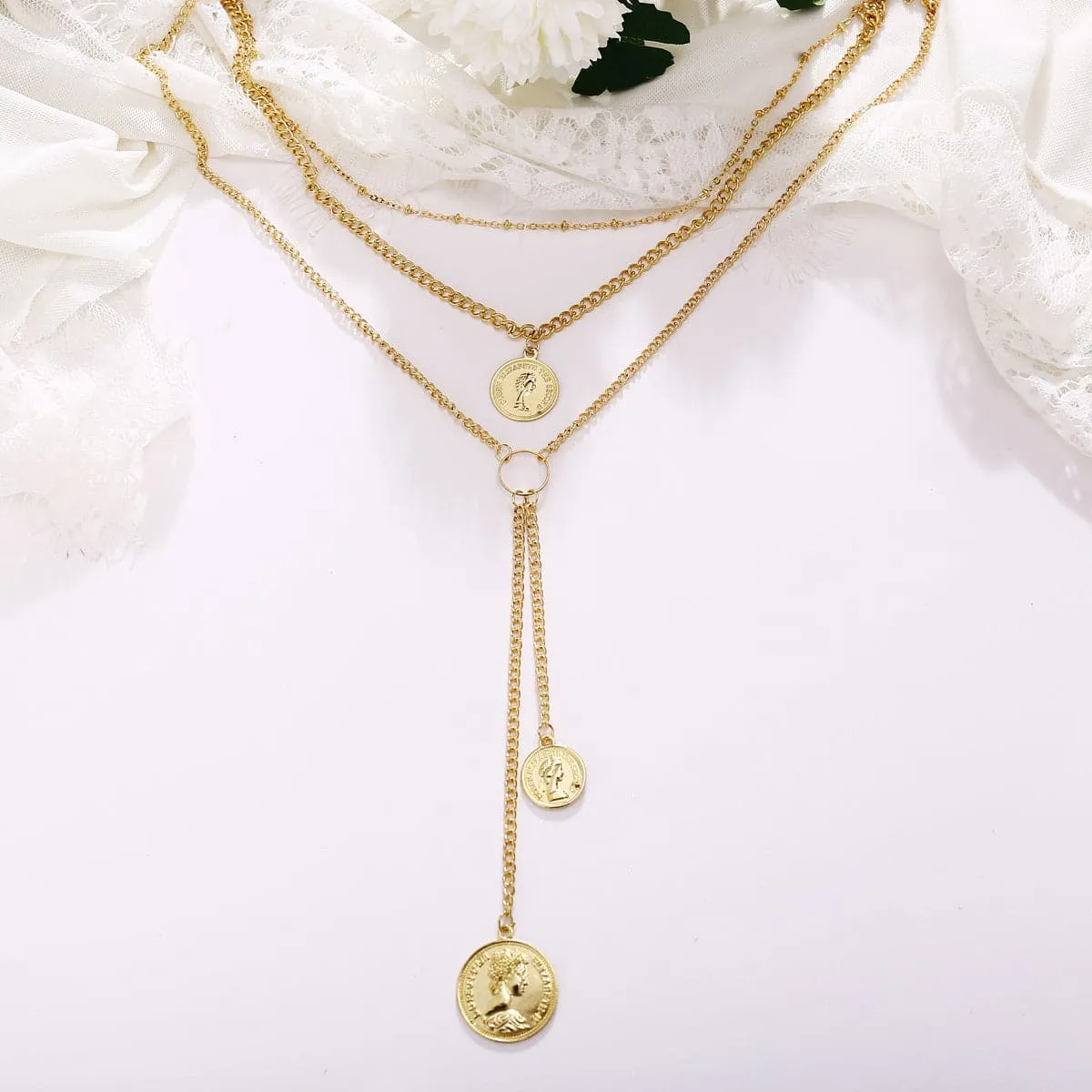 18K Gold-Plated Coin Layered Necklace