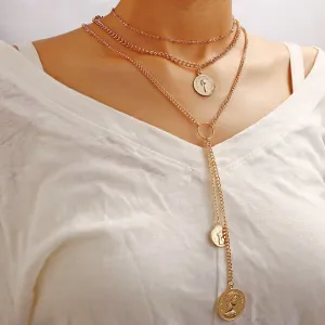18K Gold-Plated Coin Layered Necklace