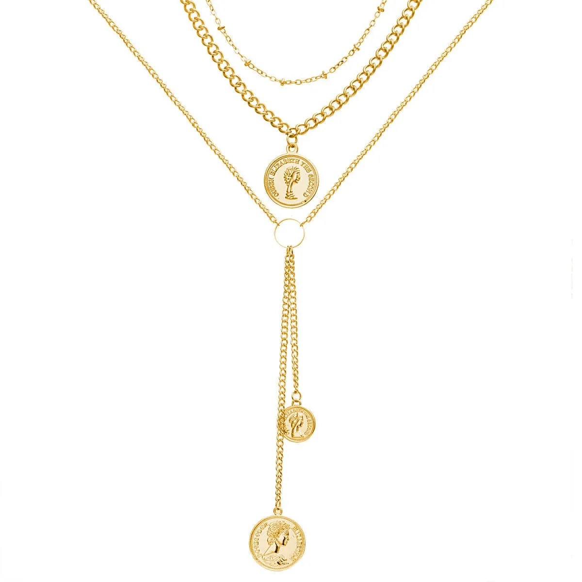 18K Gold-Plated Coin Layered Necklace