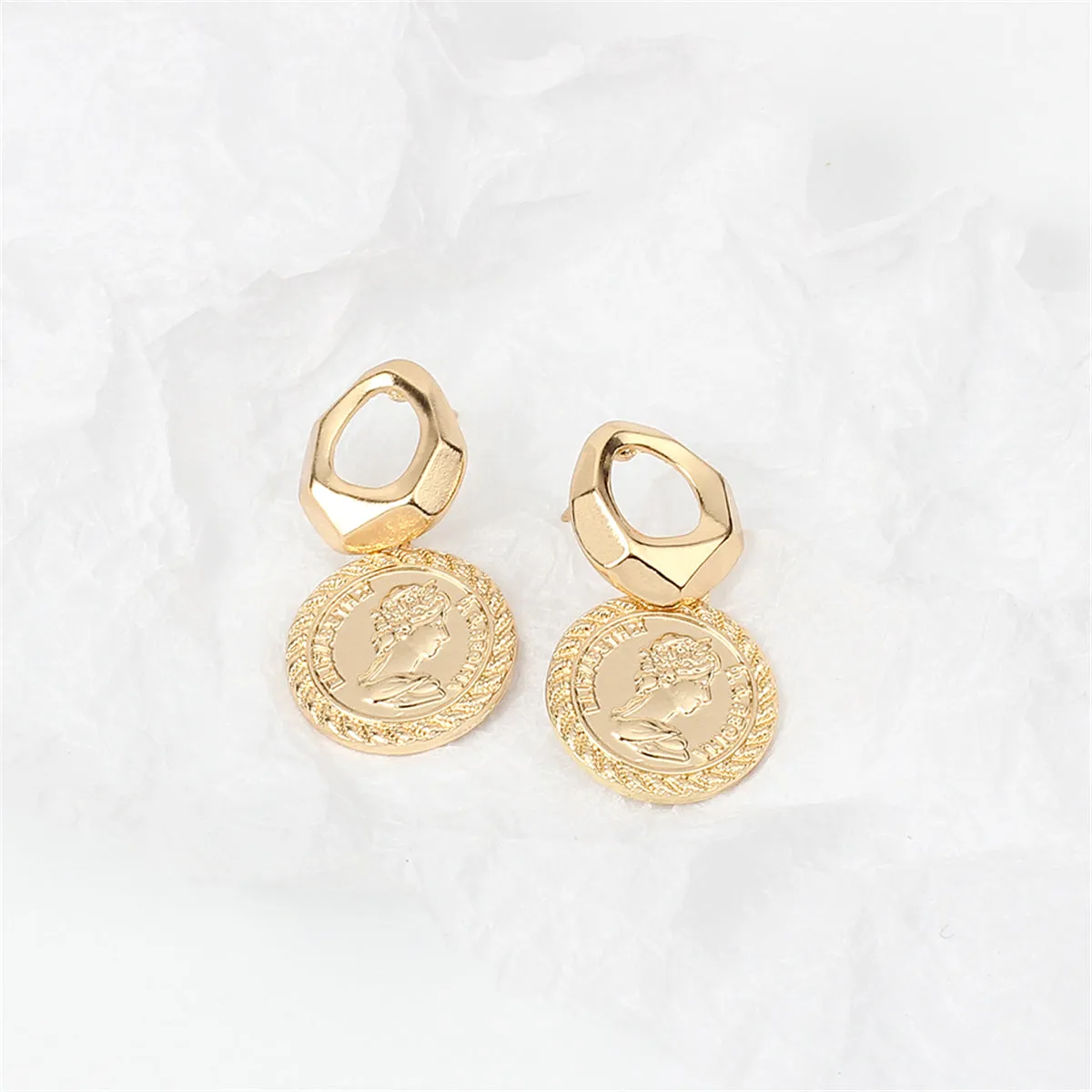 18K Gold-Plated Coin Repoussé Drop Earrings