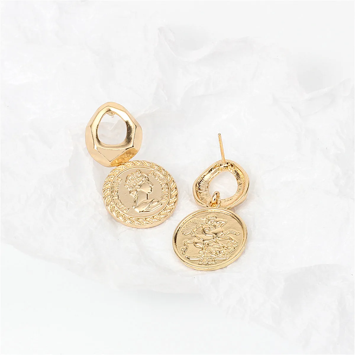 18K Gold-Plated Coin Repoussé Drop Earrings