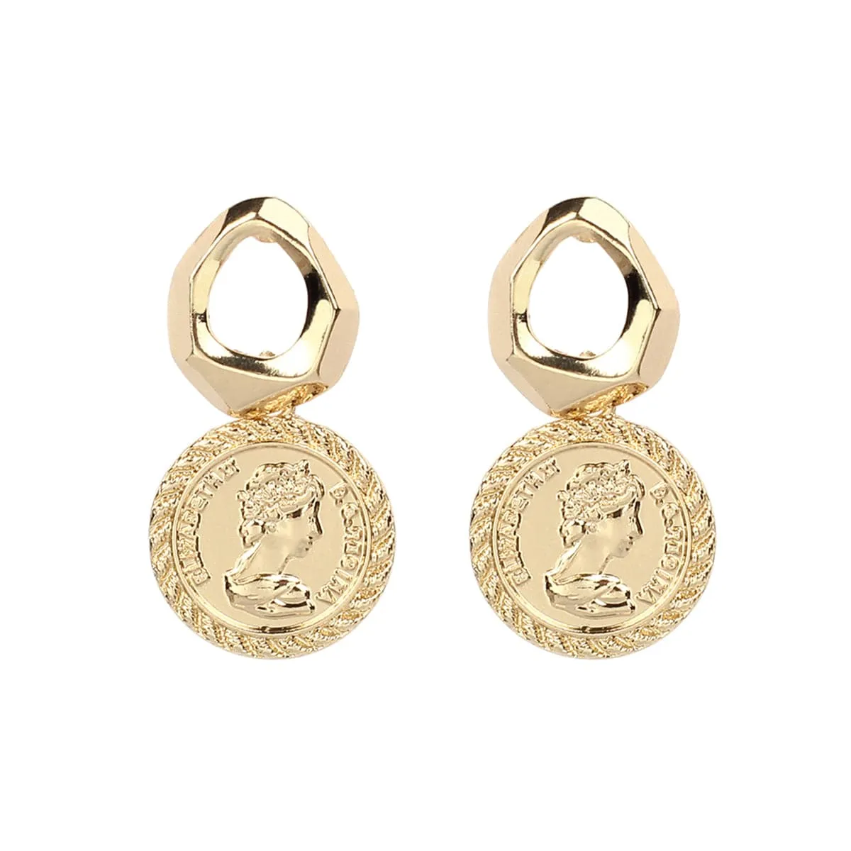18K Gold-Plated Coin Repoussé Drop Earrings