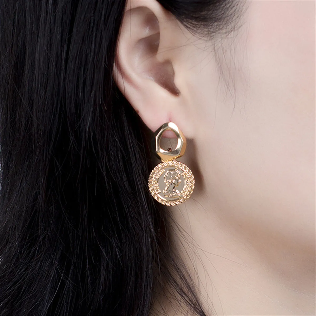 18K Gold-Plated Coin Repoussé Drop Earrings
