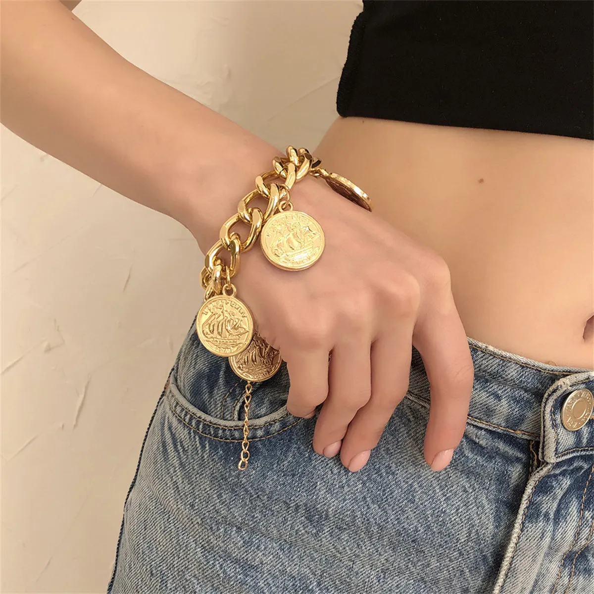 18K Gold-Plated Coin Station Bracelet