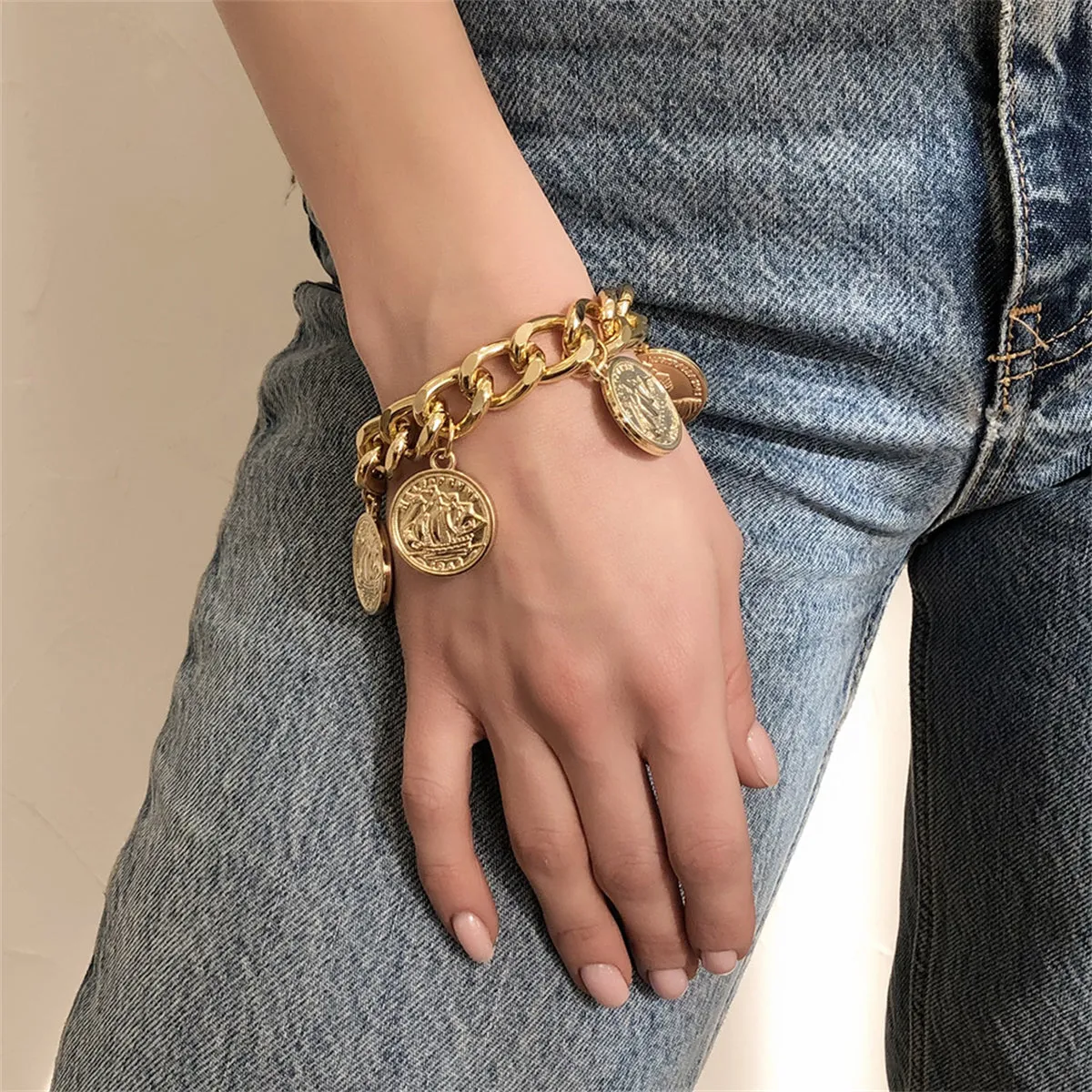 18K Gold-Plated Coin Station Bracelet