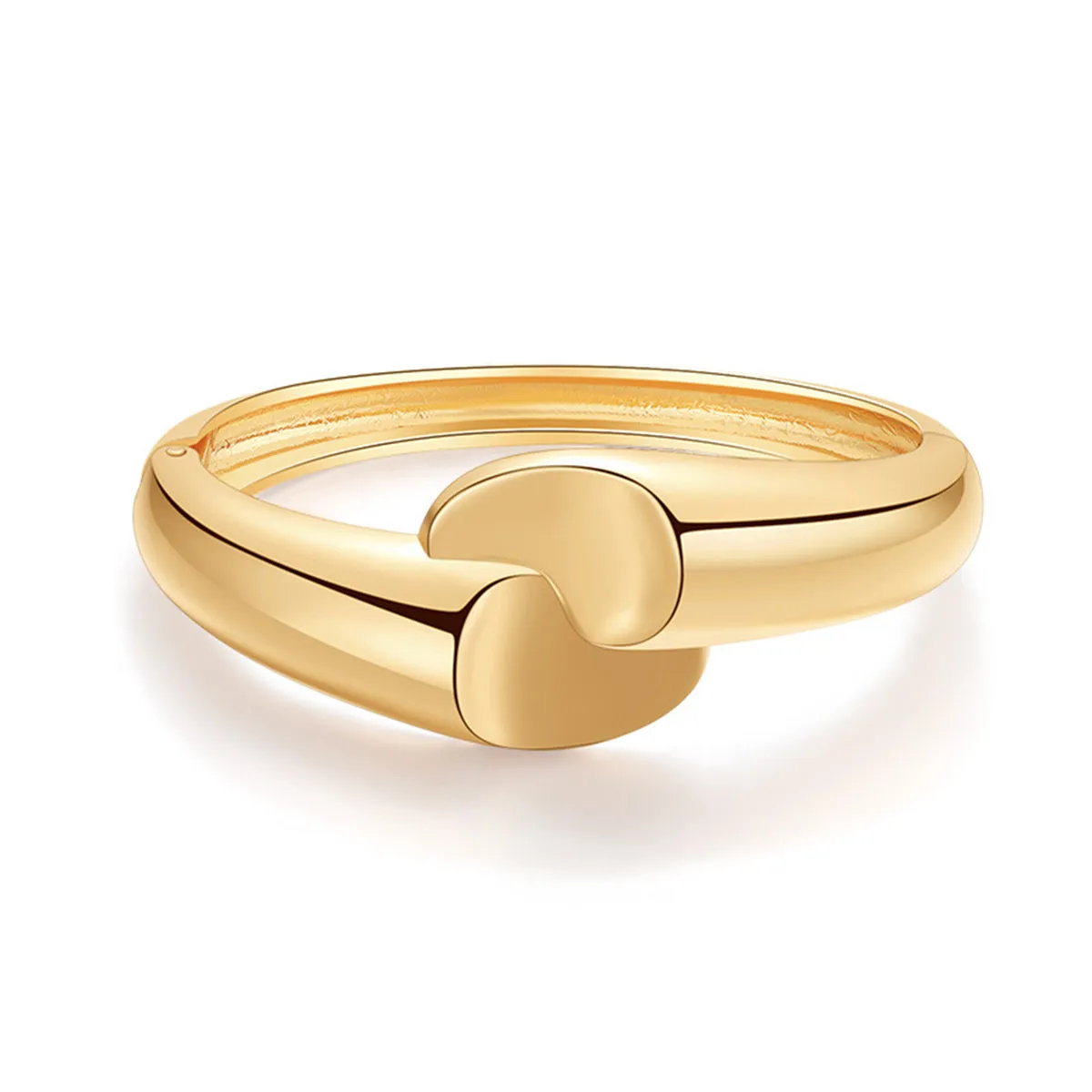 18K Gold-Plated Comma Hinge Bypass Bangle